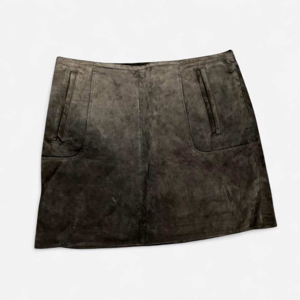 H&M Dark Green Suede Mini Skirt